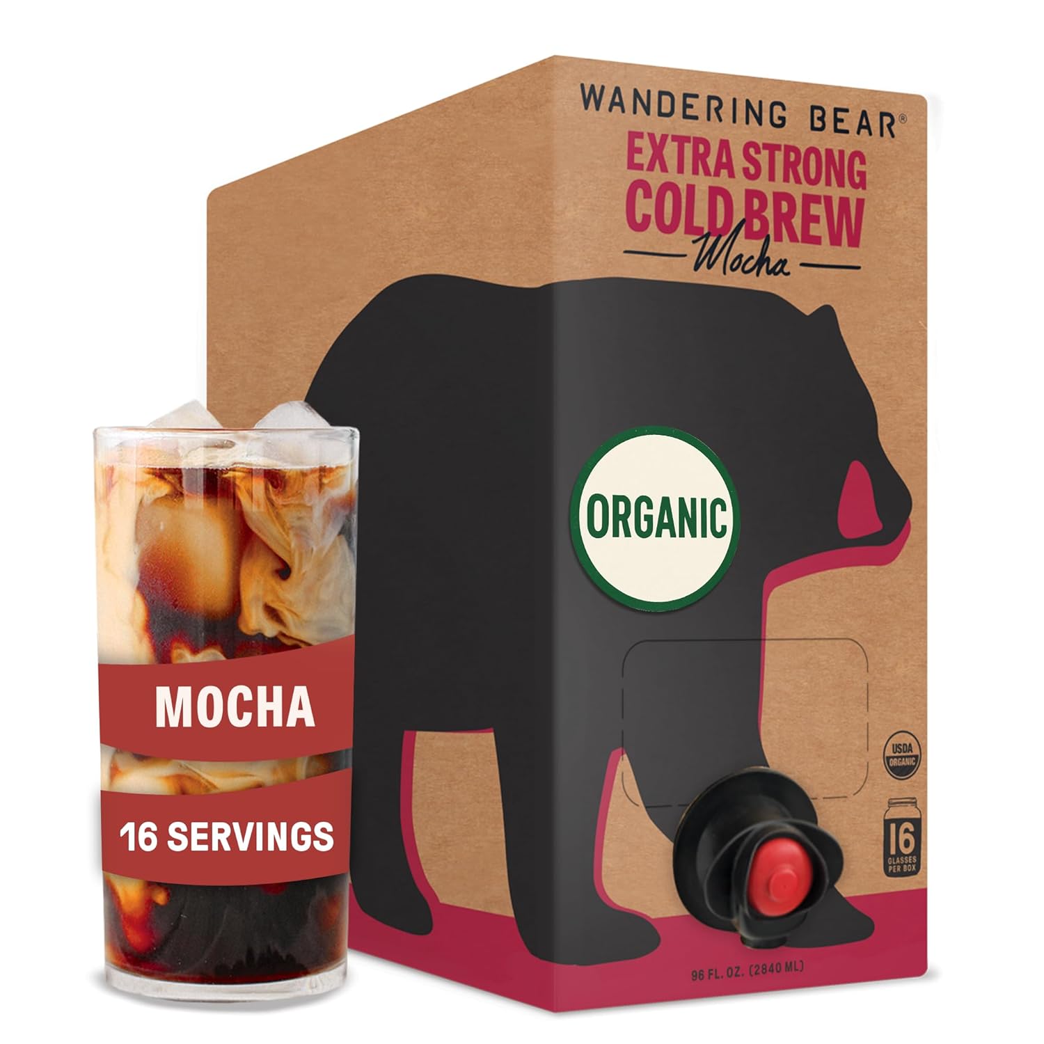 Wandering Bear Organic Mocha Cold Brew Coffee - Bold & Smooth