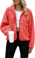 Yanekop Womens Fleece Jacket Fuzzy Sherpa Button Down - Cozy Layer
