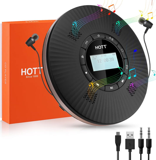 HOTT Portable CD Player with Bluetooth 5.3 and 4 Speakers