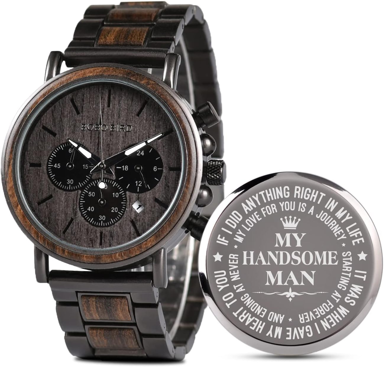 Engraved Wooden Watch for Boyfriend - Personalized Gift Idea