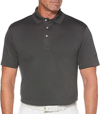 PGA TOUR Men's Airflux Solid Mesh Golf Polo Shirt for Comfort