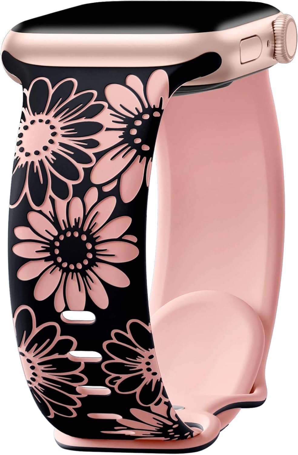 Cute Floral Engraved Silicone Band for Apple Watch