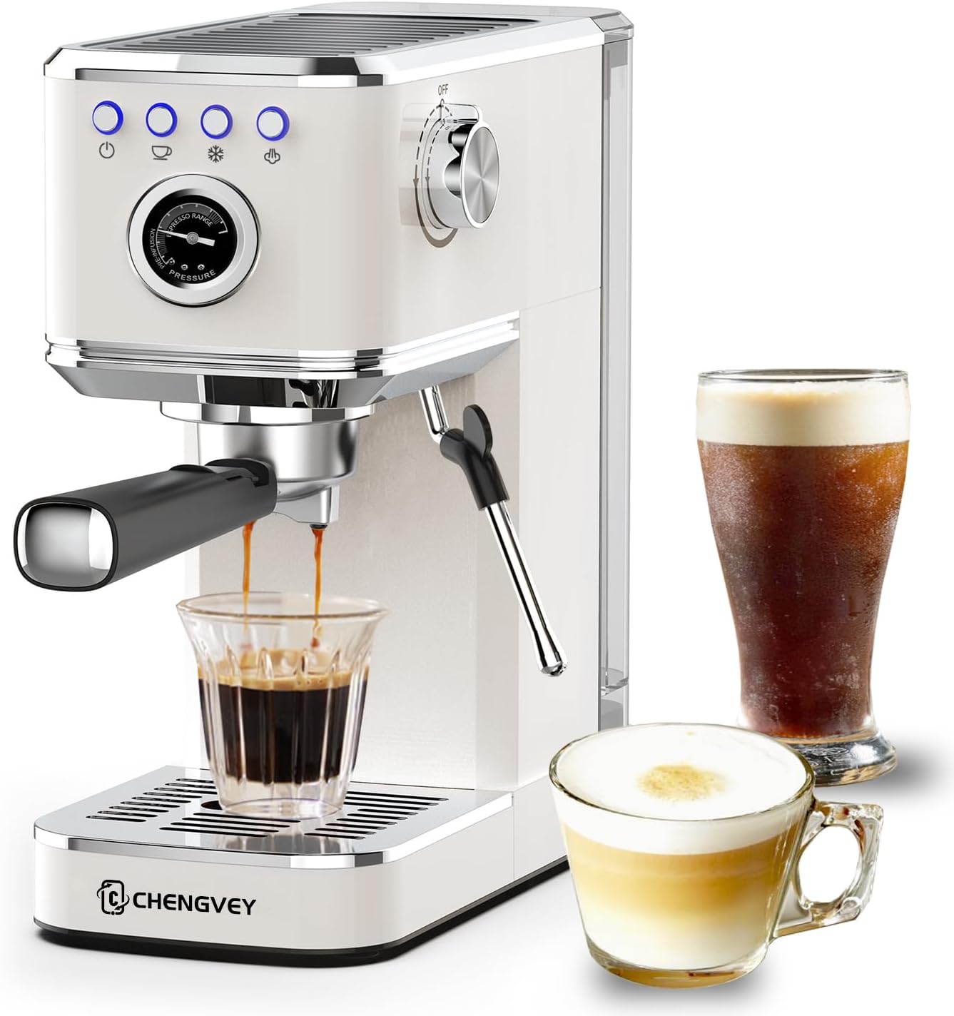 Pro 20 Bar Espresso Machine - Milk Frother - Compact - Beige