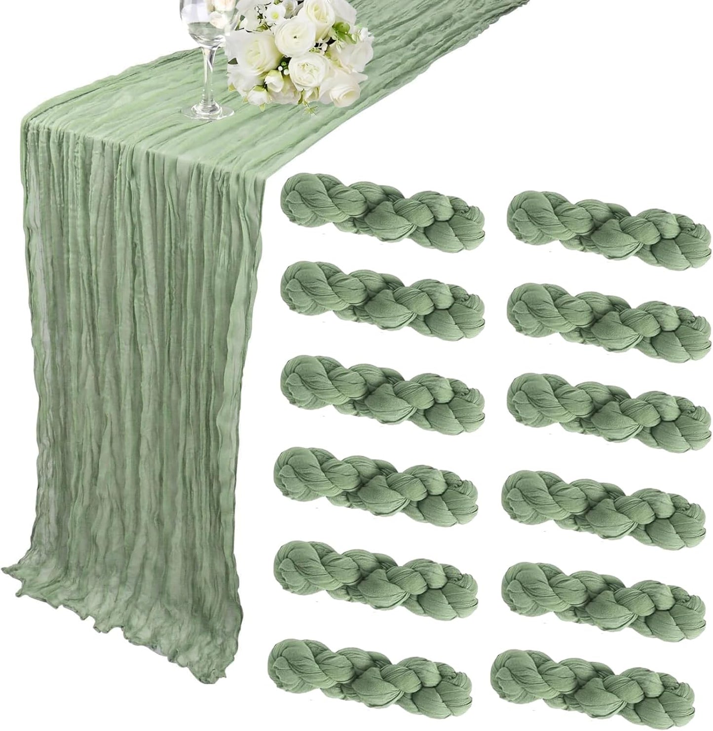Sage Green Cheesecloth Table Runner for Elegant Events Decor