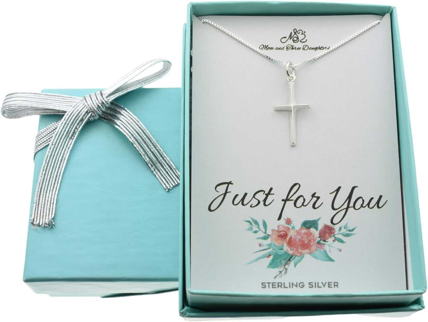 Sterling Silver Cross Necklace with 16 Inch Box Chain Gift