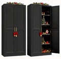 Kitchen Pantry Cabinet 71in Black Metal Pantry Storage Cabinet - Tall