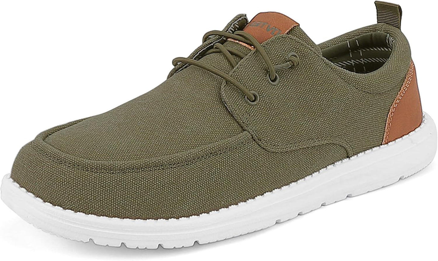 ASITVO Mens Wide Canvas Loafers Slip on Big Size Walking Shoes