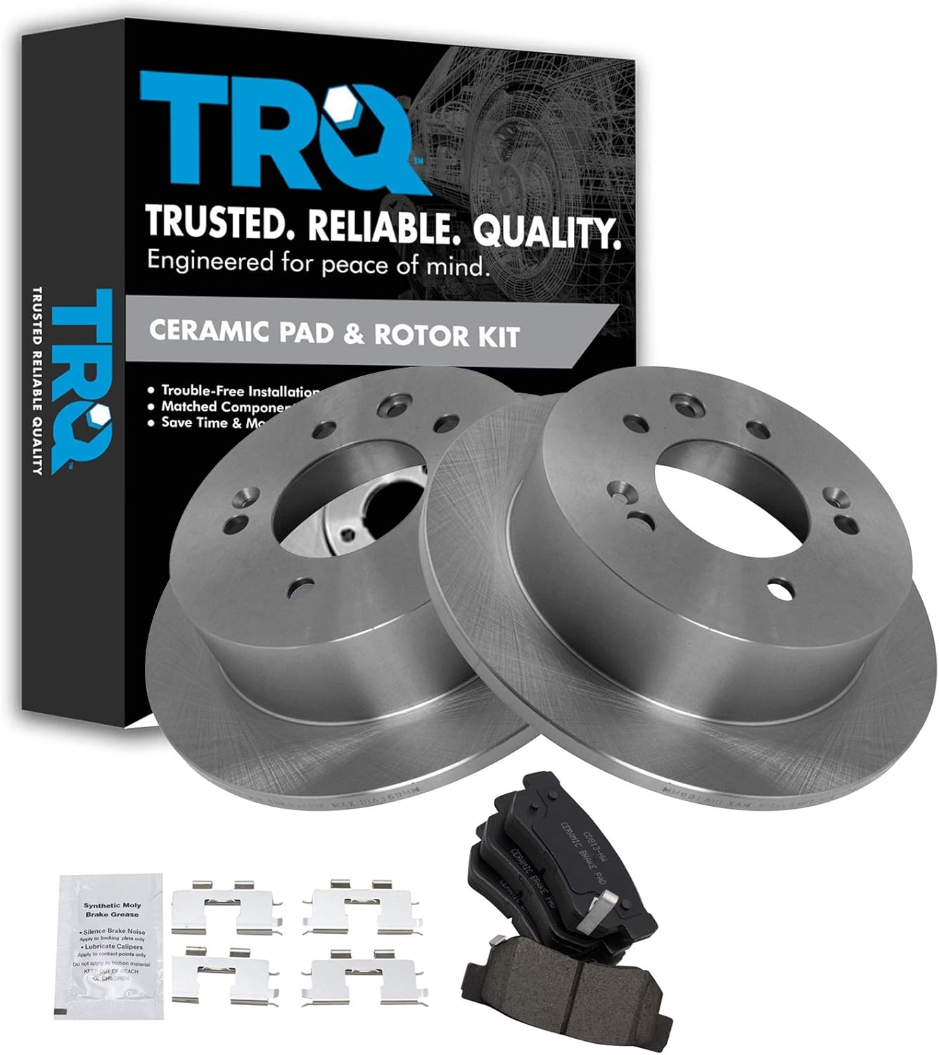 TRQ Rear Brake Pad & Rotor Kit for 2007-2010 Hyundai Elantra