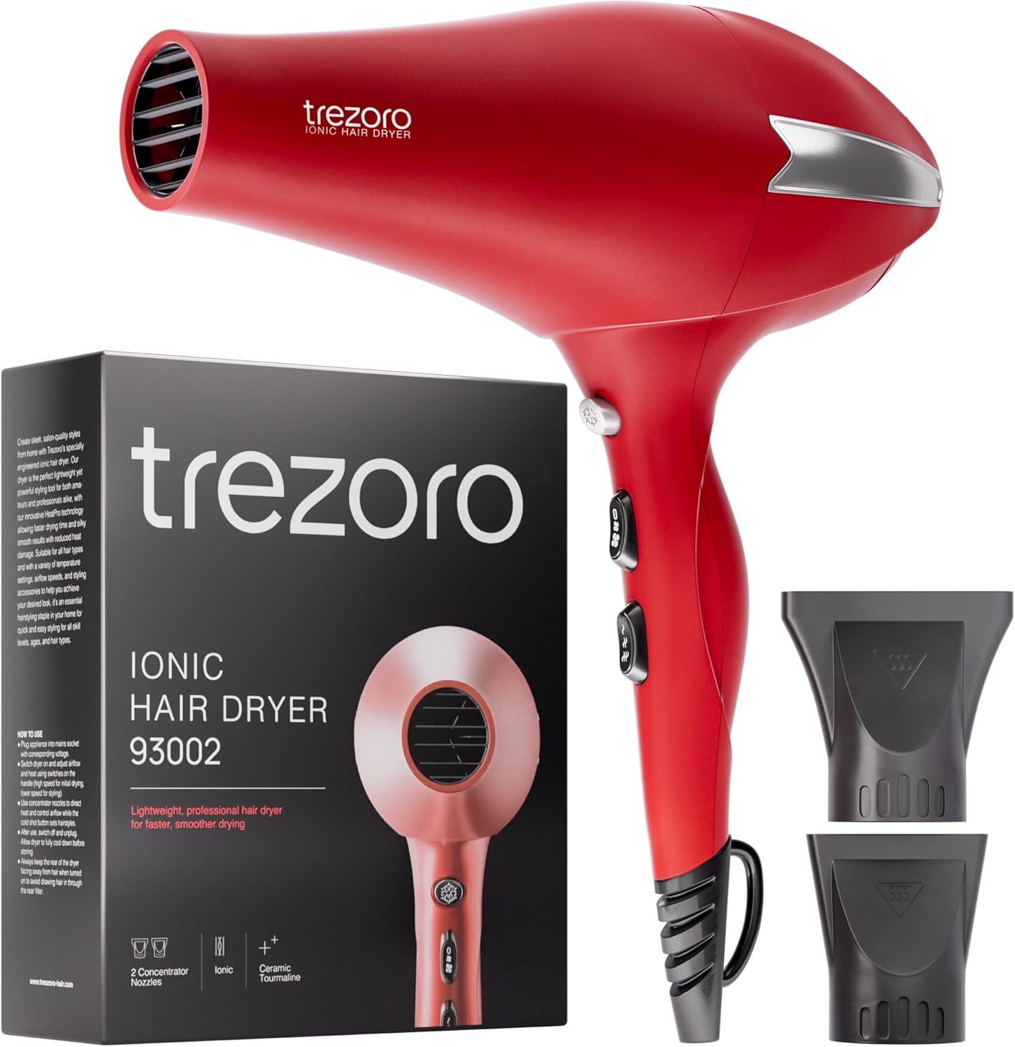 TREZORO Professional Blow Dryer for Women - 2000W Ionic Power