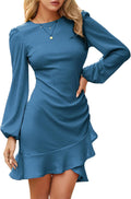 Women's Knit Sweater Bodycon Mini Dress - Flattering Ruffle Hem