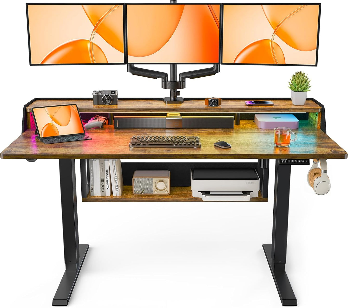 ErGear Electric Height Adjustable Standing Desk with Shelves