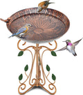 13in Diameter Vintage Metal Bird Bath - Copper Lotus Patio Accent