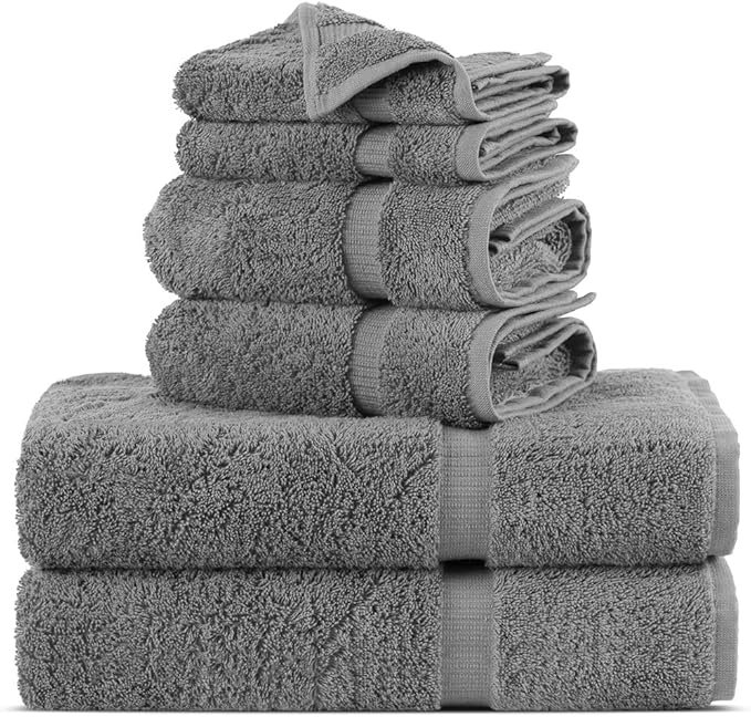 Premium Turkish Cotton Super Soft Towels - 6-Piece Set in Gray