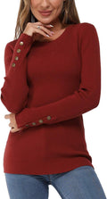 Newshows Women's Fall Fashion Sweater 2025 - Slim Crew Neck Button Top