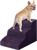 Curved Dog Stairs Ramp for Small Dogs 15.7 in - Soft 3-Step Pet Stairs