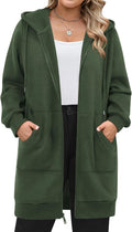 Plus Size Zip Up Hoodie Tunic Sweatshirt - Cozy Long Fleece Hood