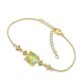 Blue Topaz Raw Crystal Chain Bracelet for Her - Yellow Gold Accent