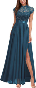 Miusol Elegant Sequin Lace Contrast Chiffon Maxi Dress - Eveningwear