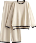Lentta Women's 2 Piece Sweater Set Lounge Outfit - Cozy Knit Tracksuit