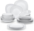 MALACASA Dinnerware Sets 24 Piece Porcelain Square Dishes - Durable