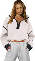 Half Zip Sweatshirt Women Oversized Sherpa Jacket (Style WXC8)