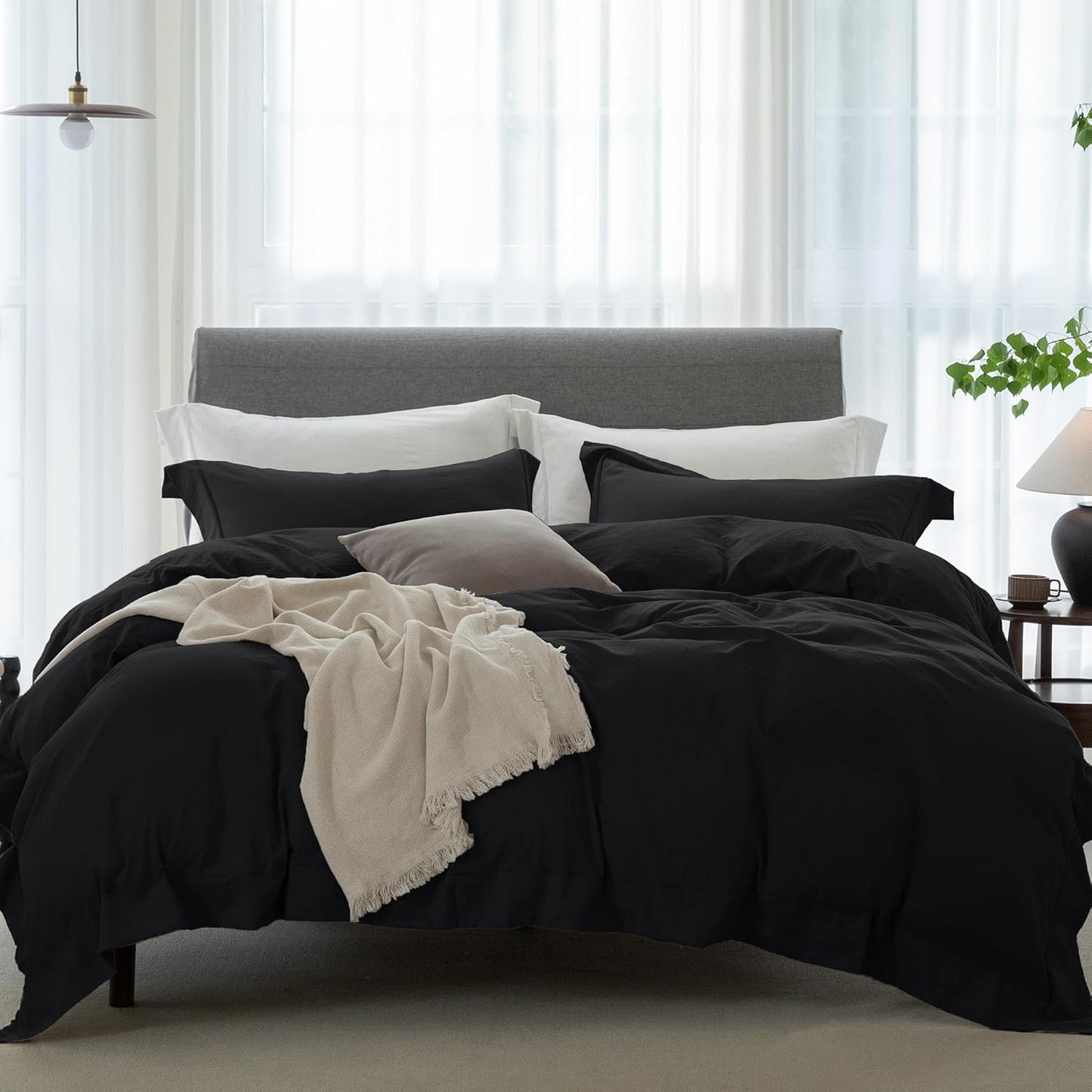 Cooling Queen Duvet Cover Set with Chic Wide Trim Design