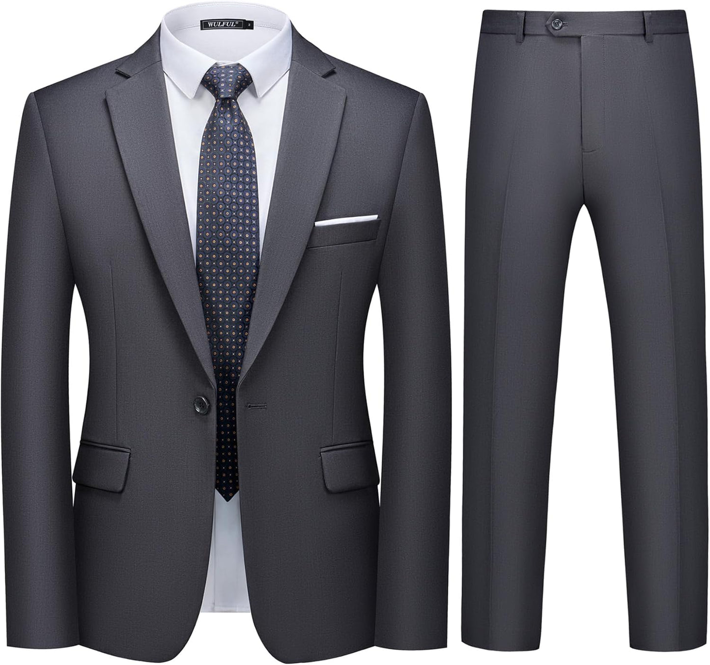 WULFUL Men's Slim Fit Suit Set for Weddings and Business Events