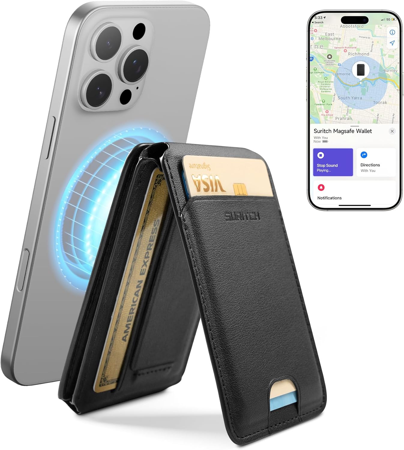 MagSafe Wallet with Find My Functionality and RFID Blocking