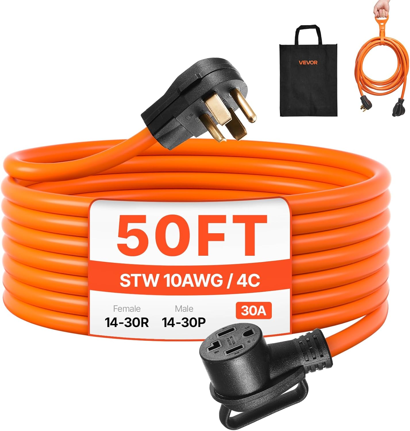 VEVOR 50 ft Dryer Extension Cord for High-Power Devices