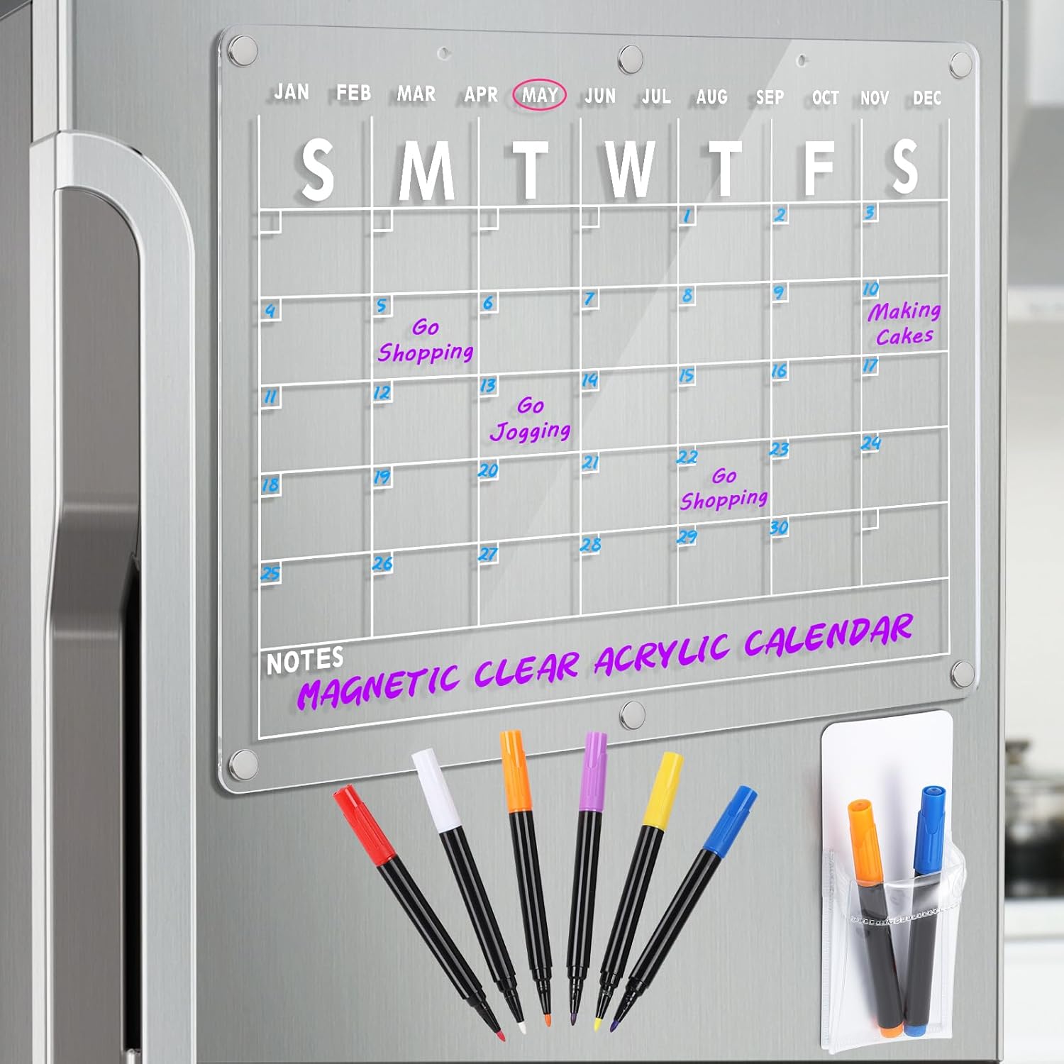 Acrylic Magnetic Dry Erase Board Calendar for Fridge Use