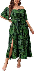 SCOMCHIC Womens Plus Size Off The Shoulder Maxi Dress - Flattering