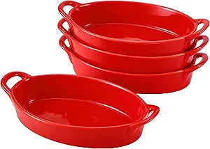 Bruntmor 8 x 5 Oval Ceramic Deep Dish Pie Pan Set of 4