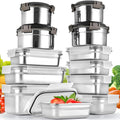 12PC 304 Stainless Steel Food Storage Containers with Lids - Leakproof