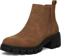 mysoft Women's Platform Chelsea Boots - 2in Heel Chunky Lug Sole