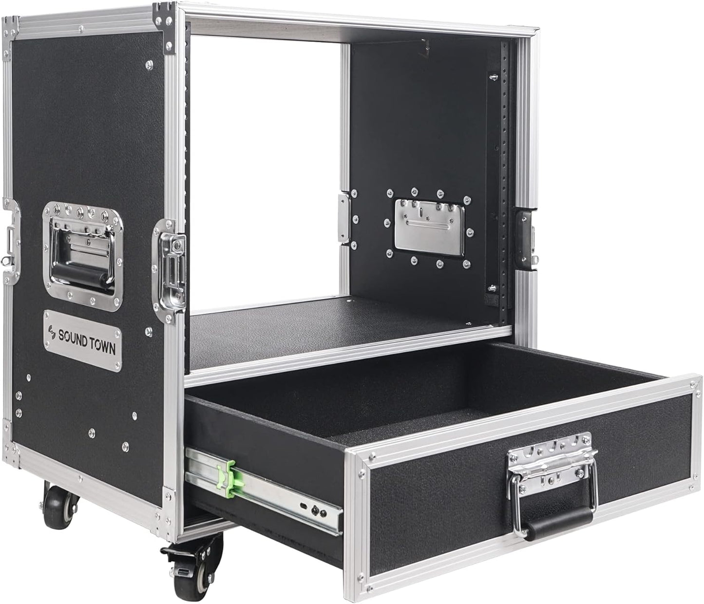 Sound Town 8U Rack Case with 2U Drawer for Amps and Mixers