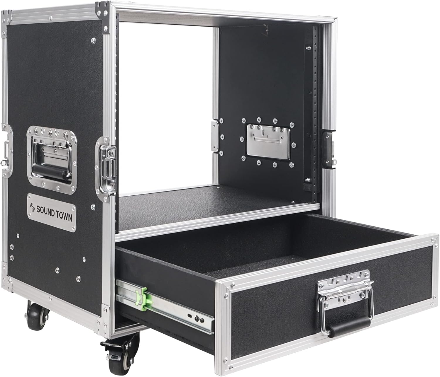 Sound Town 8U Rack Case with 2U Drawer for Amps and Mixers