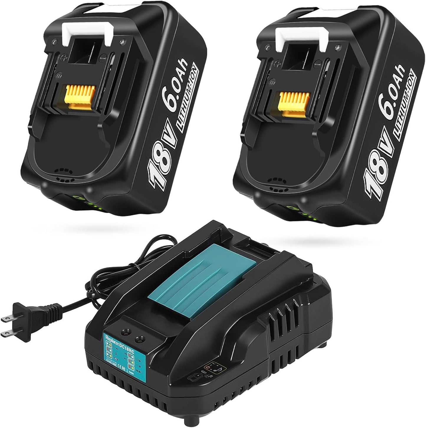 Upgraded 6.0Ah Replacement for Makita 18V Battery 2-Pack