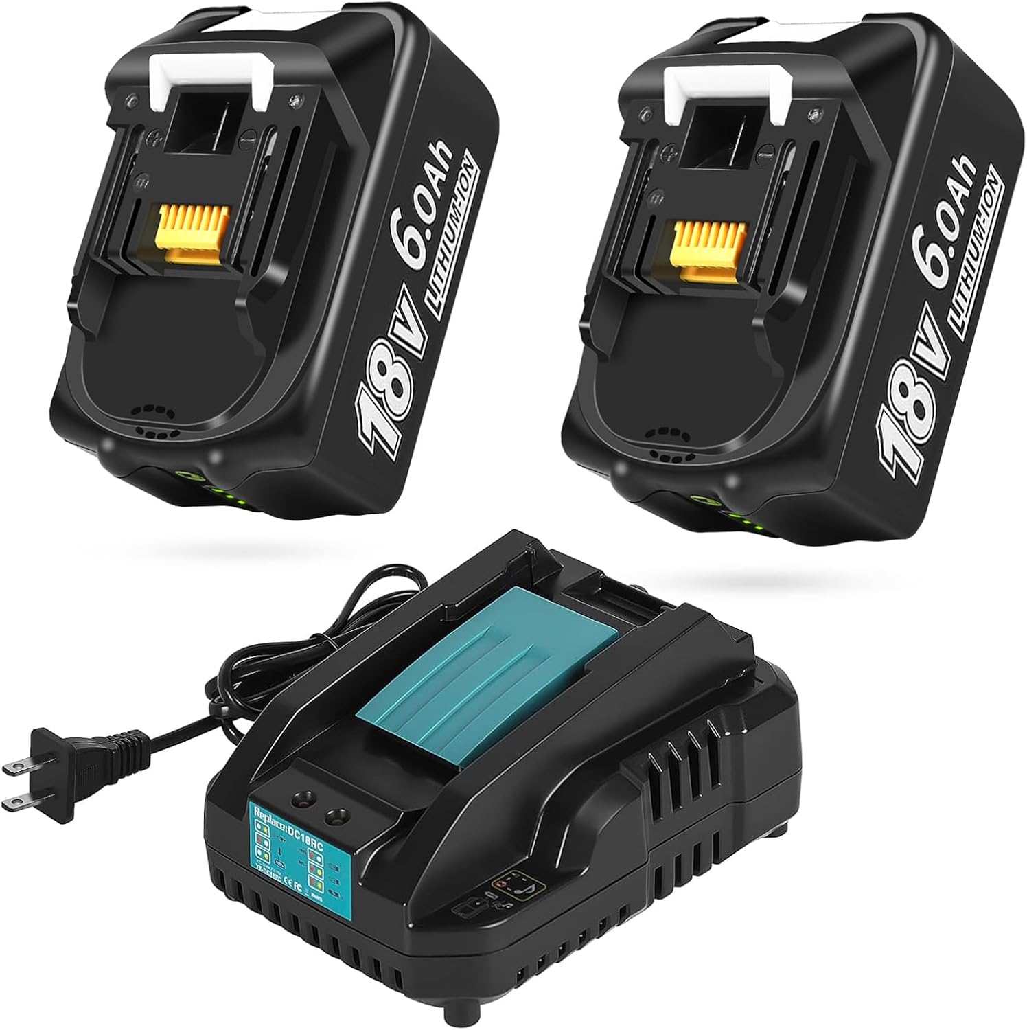 Upgraded 6.0Ah Replacement for Makita 18V Battery 2-Pack