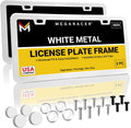 Premium Slim White License Plate Frames 2 Pack - Sleek Rust-Free Fit