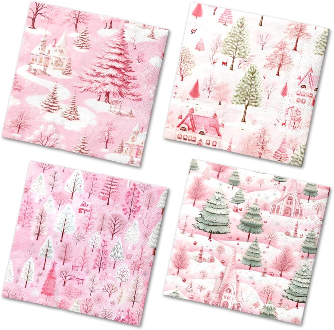 40 Merry Pink Xmas Napkins: Holly Decor for Winter Party