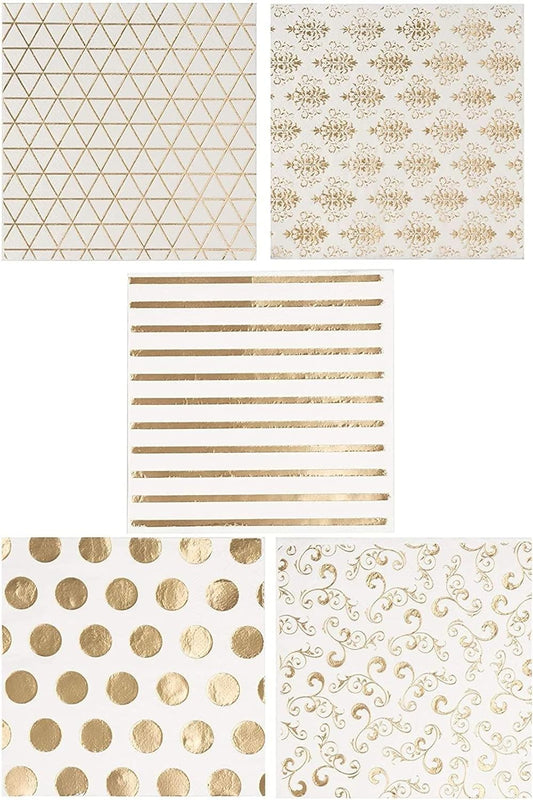 100 White Gold Cocktail Napkins: Elegant Party Must-Have!