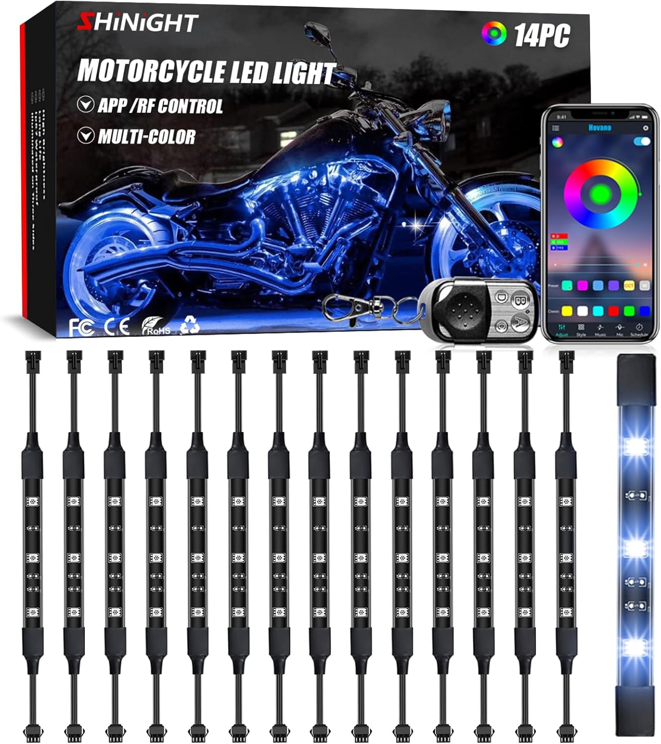 SHINIGHT 14 Pcs Motorcycle LED Light Kits for Ultimate Customization