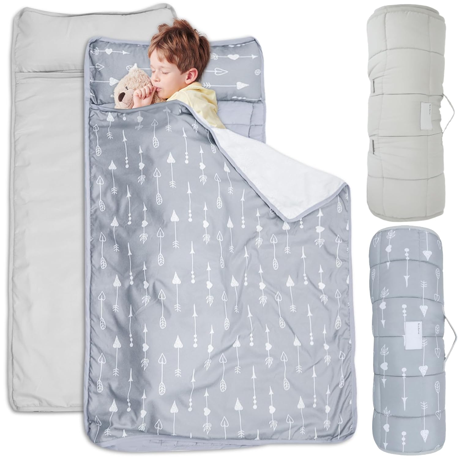 Extra Large Toddler Nap Mat with Fleece Blanket for Kids