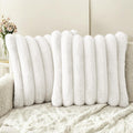 Faux Fur Throw Pillow Covers 24x24 in Set of 2 - Plush Neutral Accent