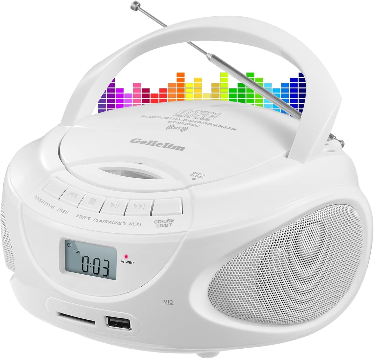 Portable CD Player Boombox with Bluetooth and AM/FM Radio