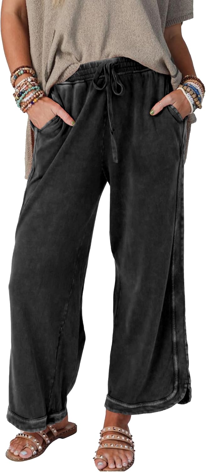 Women's Casual Wide Leg Pants with High Waist and Pockets