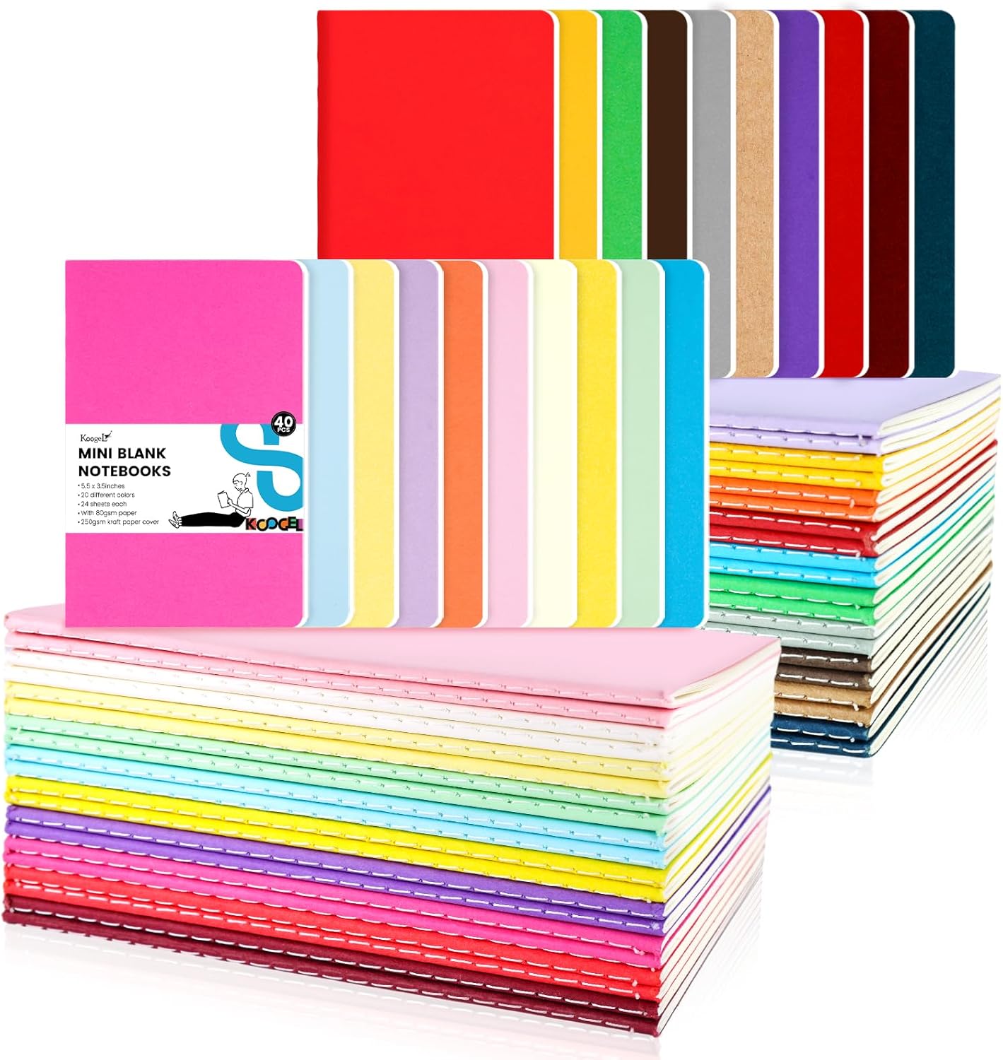 40-Piece Koogel Mini Notebooks - Colorful & Compact!