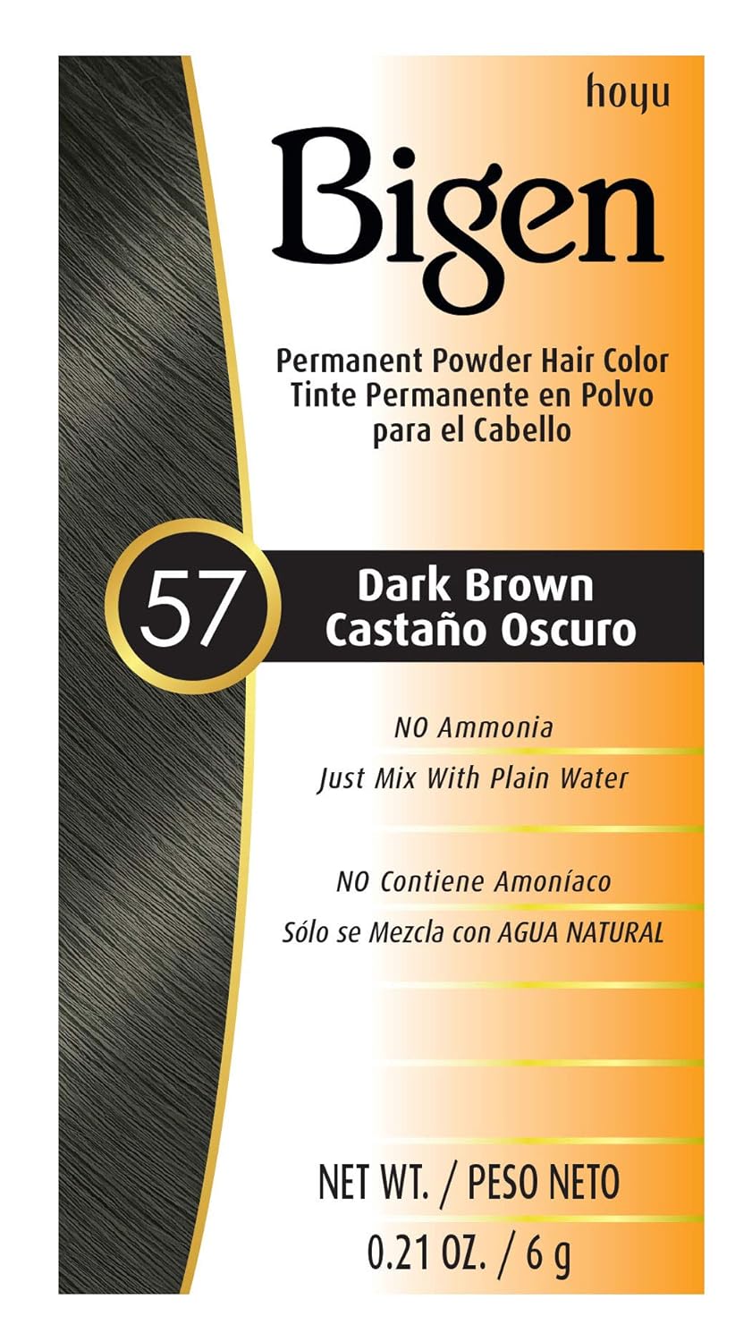 Bigen Permanent Powder #57 Dark Brown for Excellent Gray Coverage