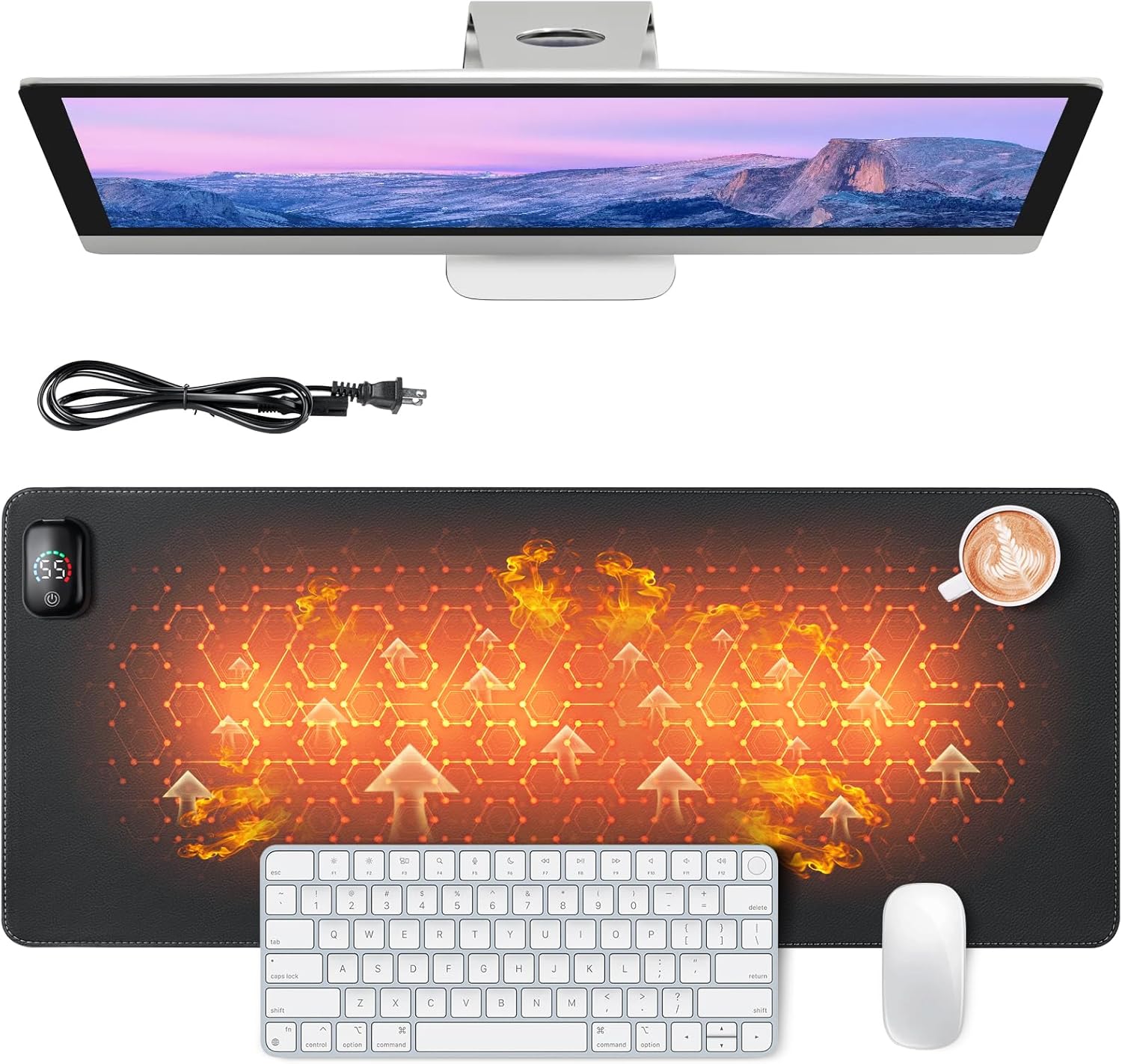 Heated Desk Mat - 3 Levels Heating, Foot Warmer Pad - Bublonics