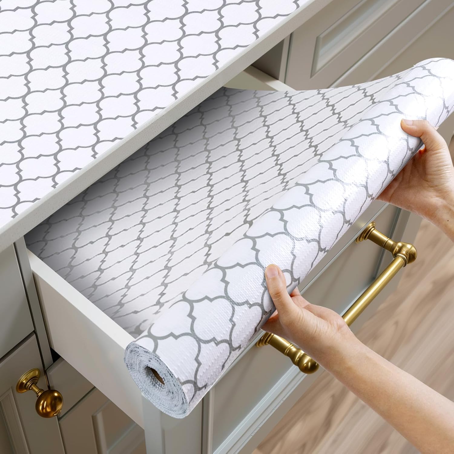 Non-Adhesive Shelf and Drawer Liner for Kitchen Cabinets